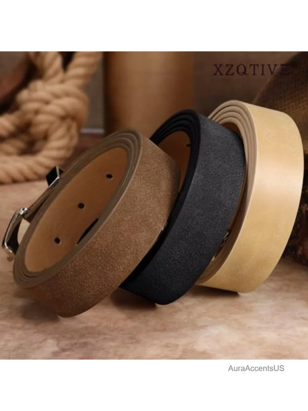 Women's Western Suede Belt with Floral Engraved Silver Buckle